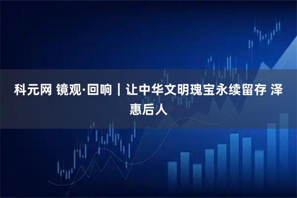 科元网 镜观·回响｜让中华文明瑰宝永续留存 泽惠后人